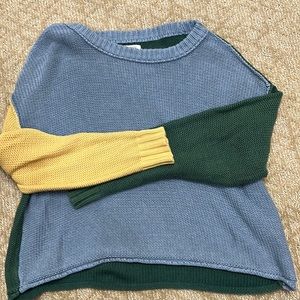 Cropped color block sweater